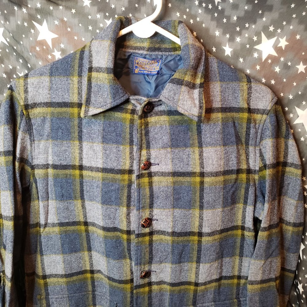 Pendleton Shirt Jacket Button Up Size M Mens Blue - image 3